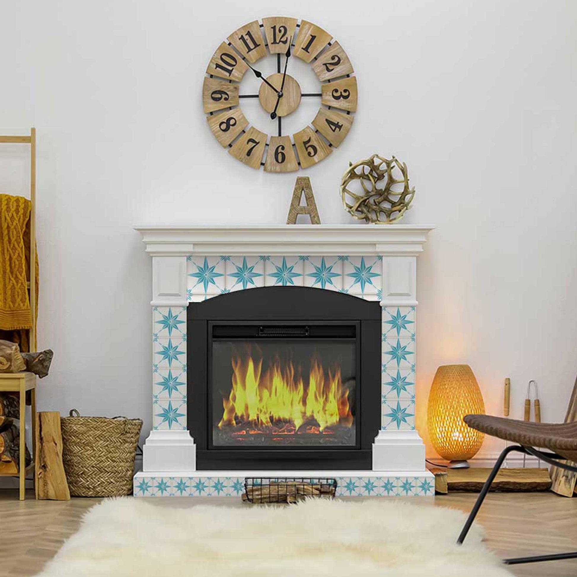 Light Blue star shaped Easy to Install Tile Stickers for DIY Home Renovations Model - B75-4