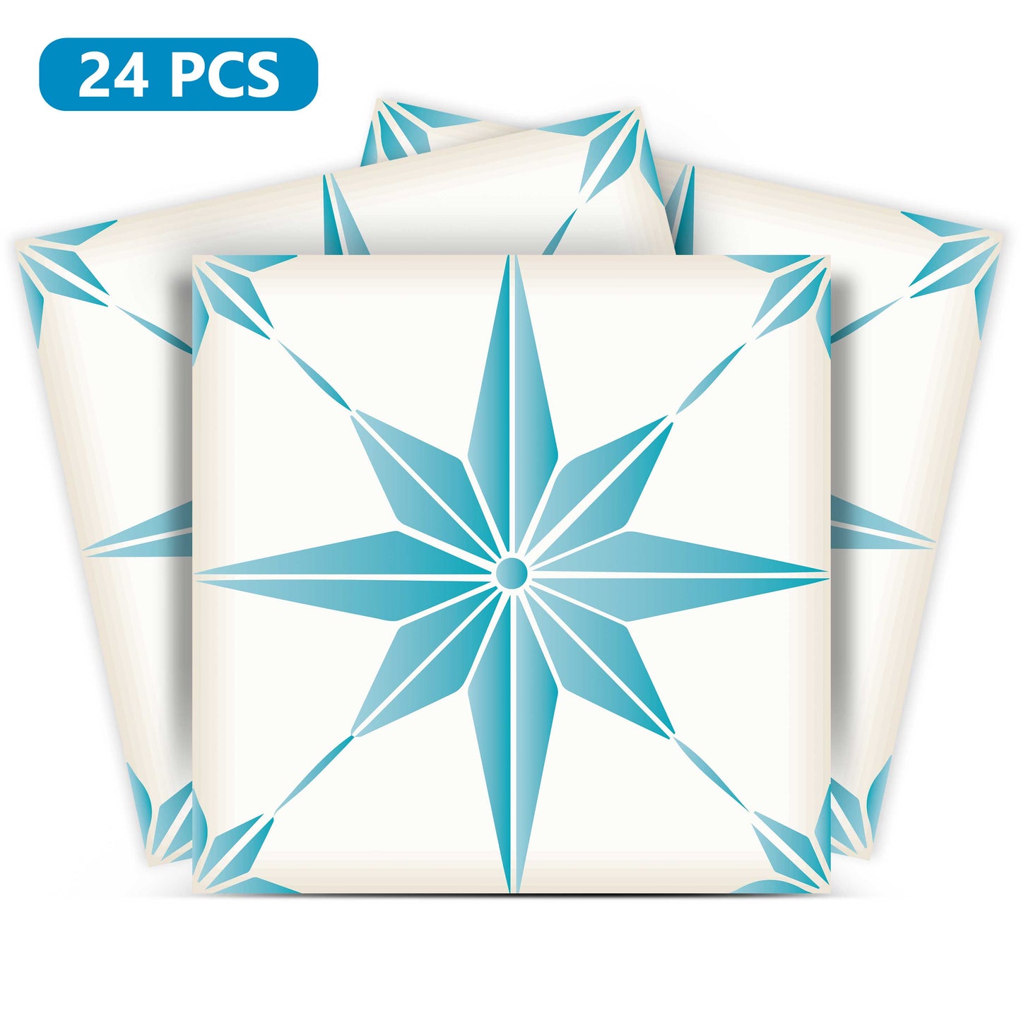 Light Blue star shaped Easy to Install Tile Stickers for DIY Home Renovations Model - B75-0