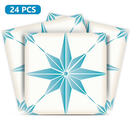 Light Blue star shaped Easy to Install Tile Stickers for DIY Home Renovations Model - B75-0