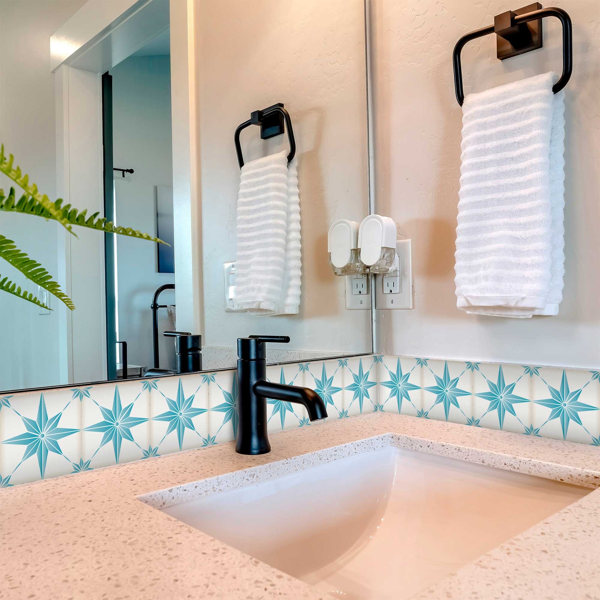 Light Blue star shaped Easy to Install Tile Stickers for DIY Home Renovations Model - B75-2