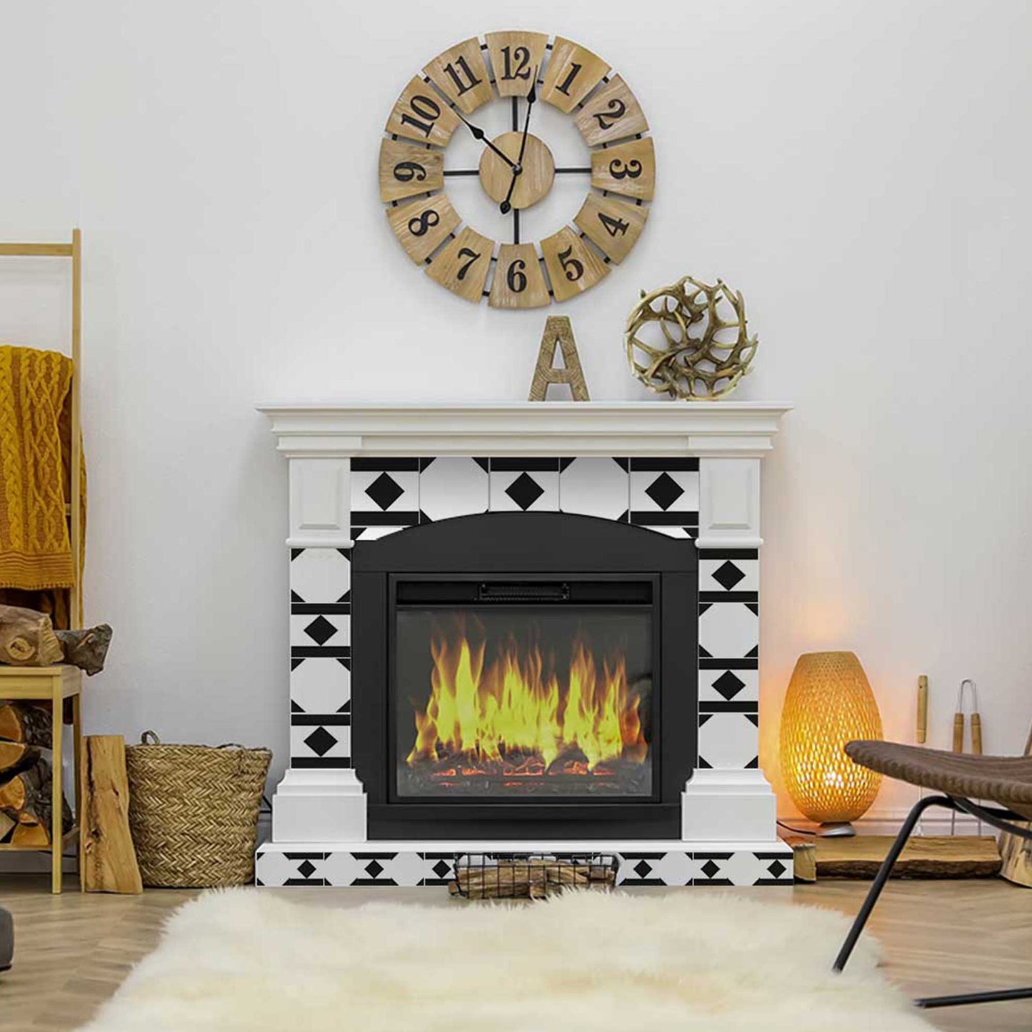 Black and White two patterns for Renters peel and stick Tile Stickers Model - B81-4