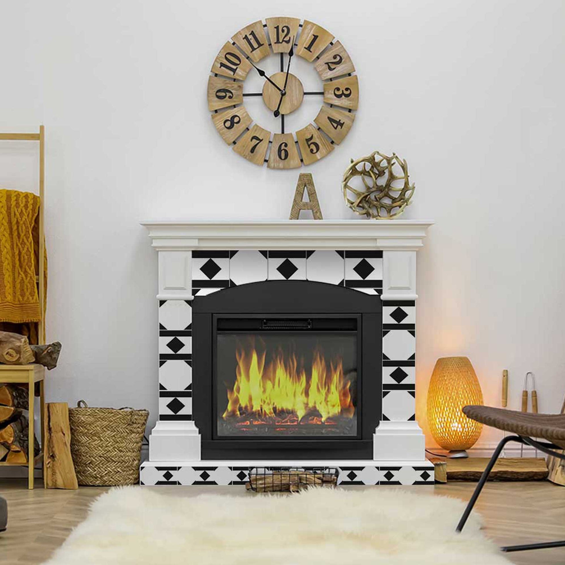 Black and White two patterns for Renters peel and stick Tile Stickers Model - B81-4