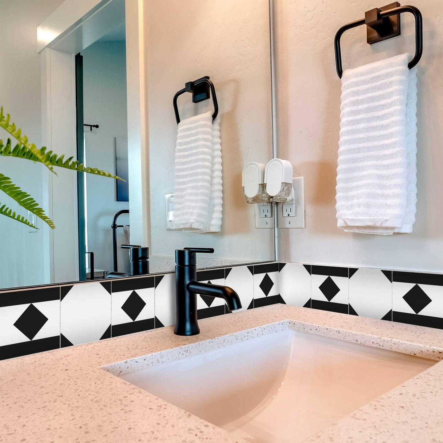 Black and White two patterns for Renters peel and stick Tile Stickers Model - B81-2