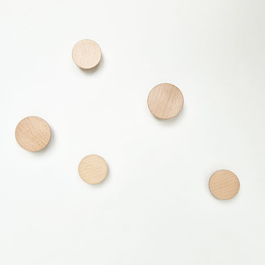 Round Beech Wood Wall Mounted Coat Hook / Knob-1