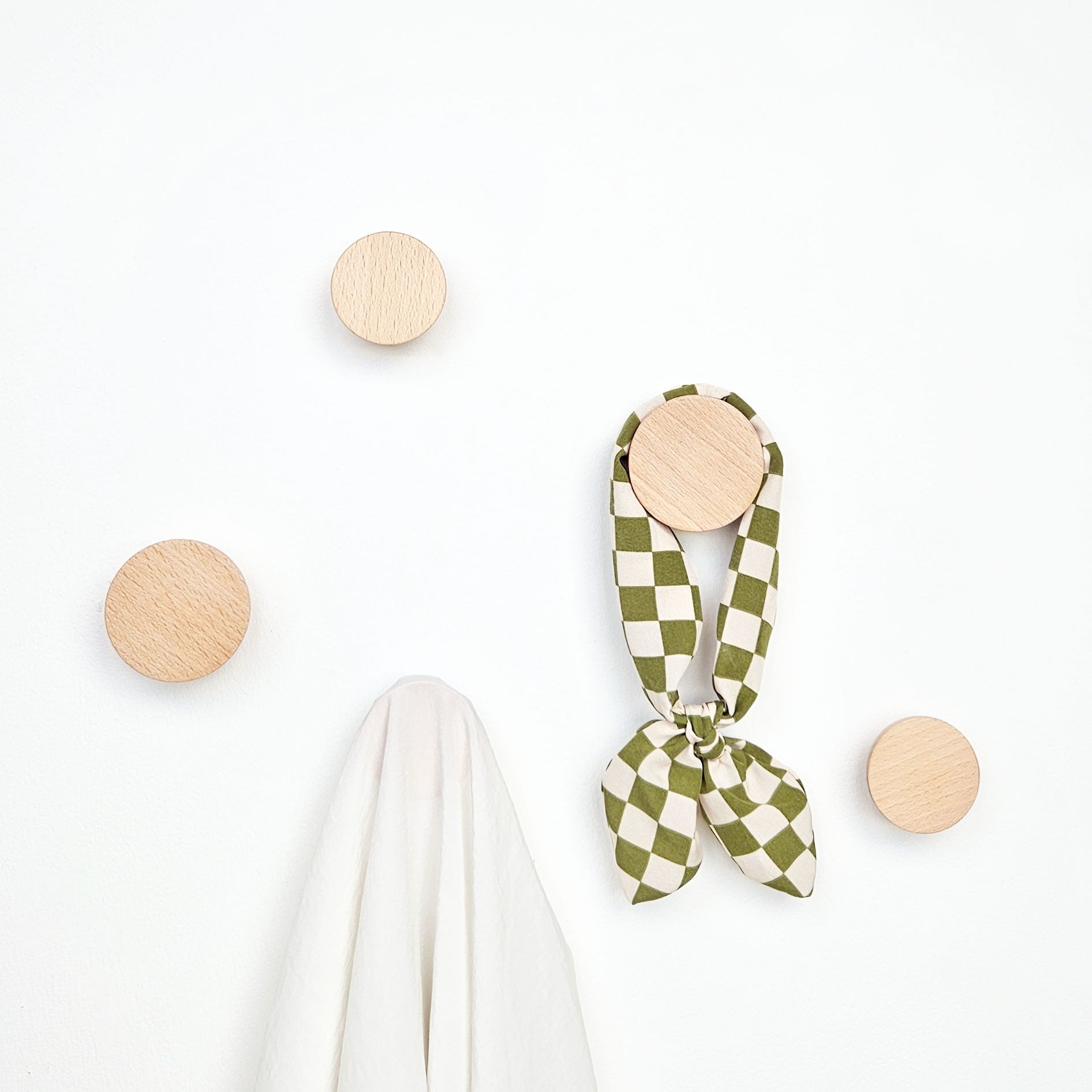 Round Beech Wood Wall Mounted Coat Hook / Knob-3