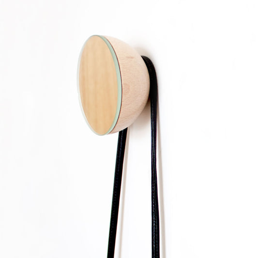 Round Beech Wood Wall Mounted Mirror Coat Hook-1