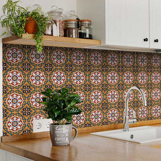 Orange and Red water and heat resistant Tile Stickers for fireplaces Model - C2-1