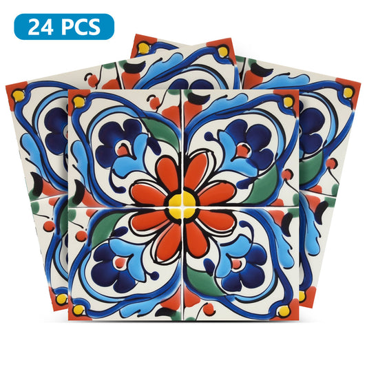 Colorful Retro Design flower style Tile Stickers for kitchen makeover Model - C73-0