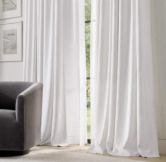 Organic Linen Curtains UK | European Flax | Grommet, Tab Top, Rod Pocket Curtains |  Blackout & Thermal | 20+ Colours | Custom Sizes-1