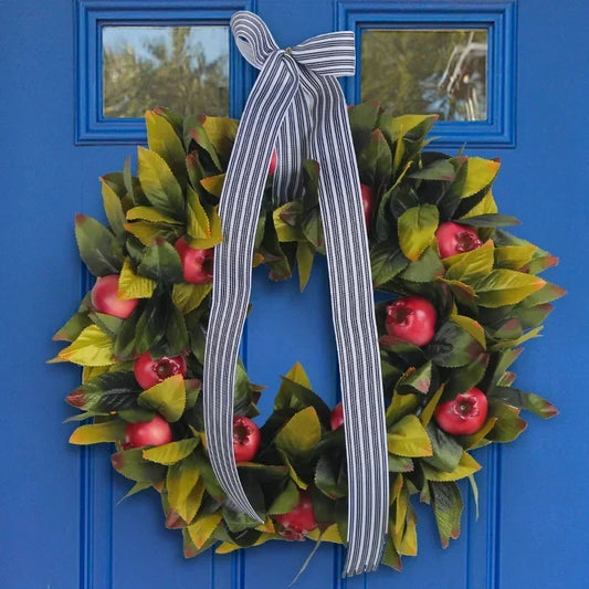 NNEOBA Christmas Green Wreath Pomegranate Door Hanging Decor-1