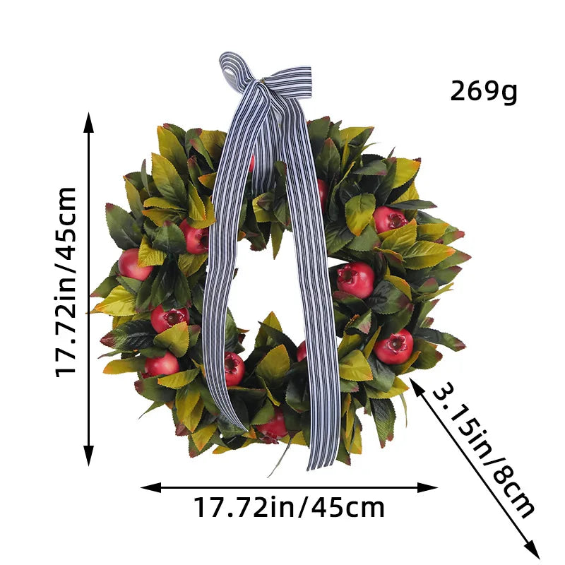 Christmas Green Wreath Pomegranate Door Hanging Decor-2