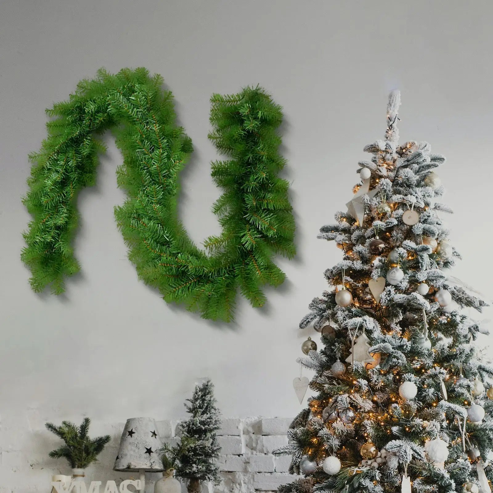 NNEOBA Christmas Garland Wreath Decor for Fireplace and Outdoor-2