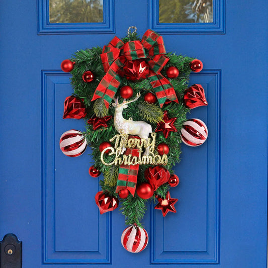 Christmas Red Fruit Elk Wreath Outdoor Hanging Decor-1