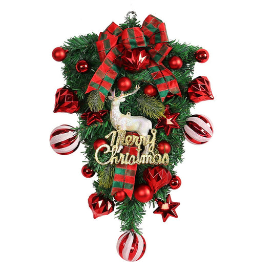Christmas Red Fruit Elk Wreath Outdoor Hanging Decor-0