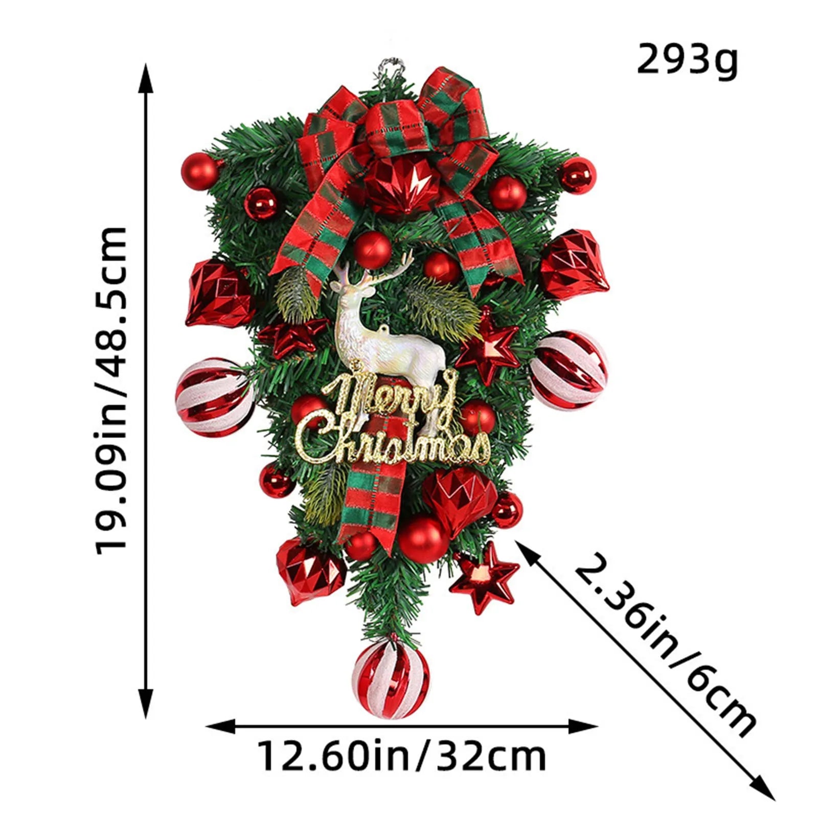 Christmas Red Fruit Elk Wreath Outdoor Hanging Decor-3