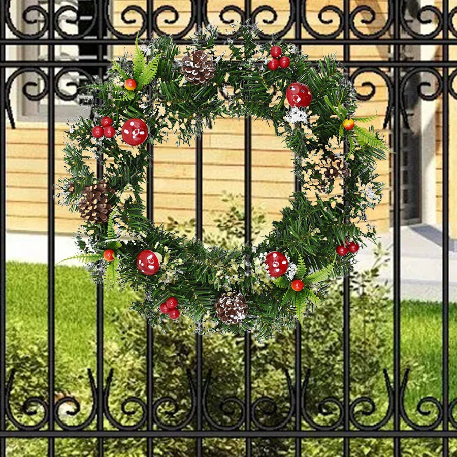 NNEOBA Christmas Wreath for Front Door Seasonal Decor-4