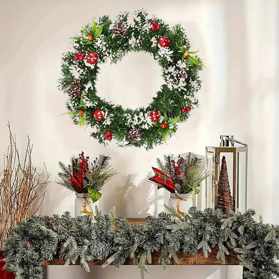 NNEOBA Christmas Wreath for Front Door Seasonal Decor-3