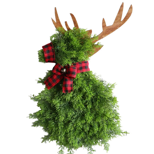 Christmas Reindeer Wreath Door Hanging Pine Spruce Decor-0