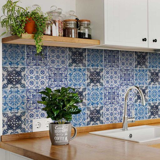 Multiple shapes designs for Blue backsplash bathroom decoration Tile Stickers Model - C3-1