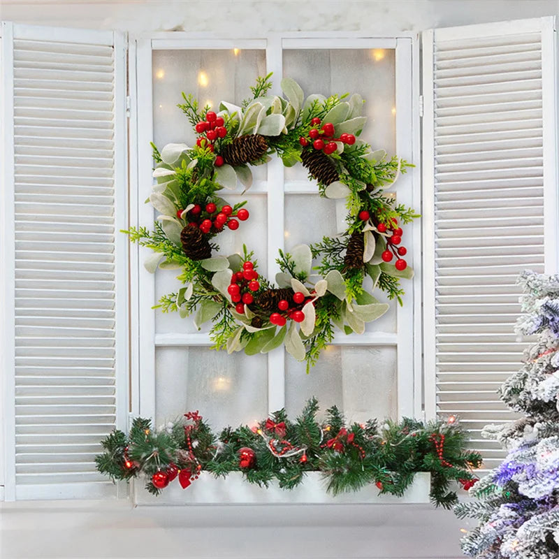NNEOBA Christmas Wreath Simulated Garland Hanging Decor-4