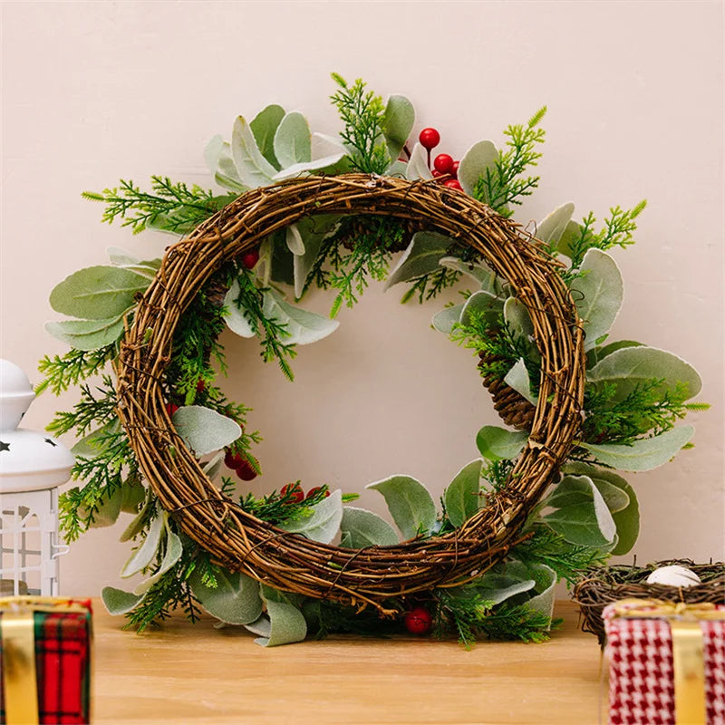 NNEOBA Christmas Wreath Simulated Garland Hanging Decor-3