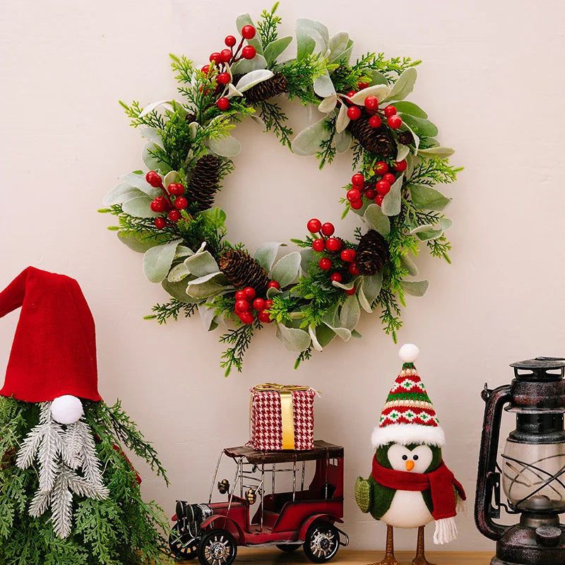 NNEOBA Christmas Wreath Simulated Garland Hanging Decor-2