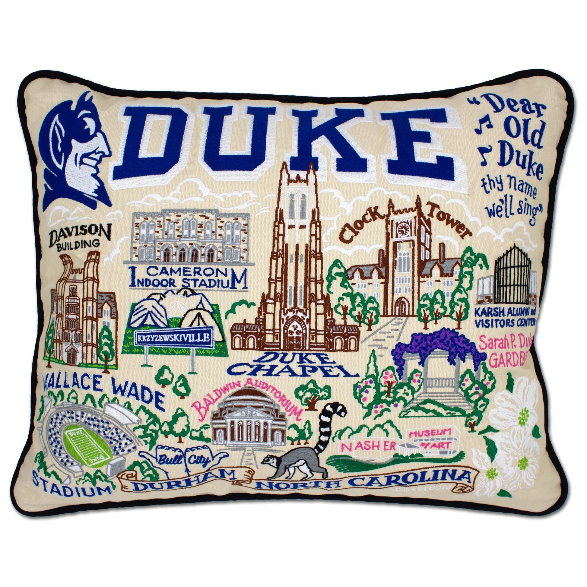 Duke University Collegiate Embroidered Pillow by CatStudio-0