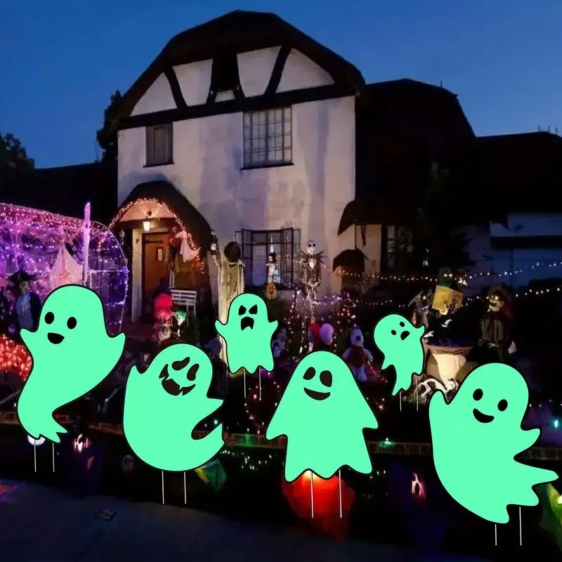 NNTM Illuminate Your Garden with 6 Luminous Ghost Yard Stakes! Elevate Your Halloween, Garden, and Outdoor Decor-2