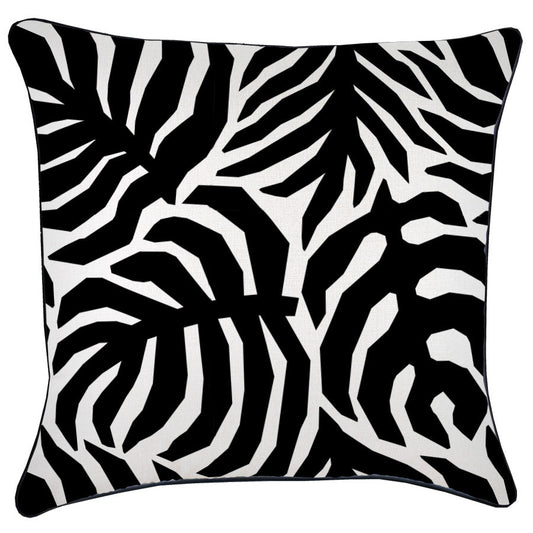 Cushion Cover-With Black Piping-Casa Palms Black-60cm x 60cm-0