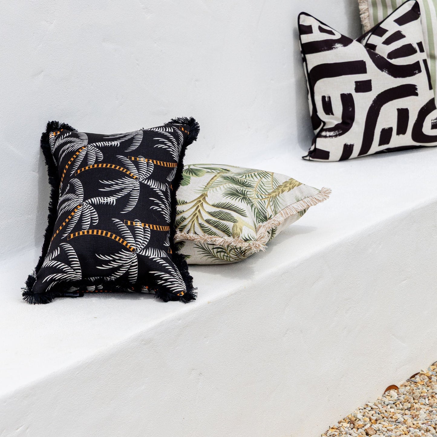 Cushion Cover-Coastal Fringe Black-Tavarua-35cm x 50cm-3