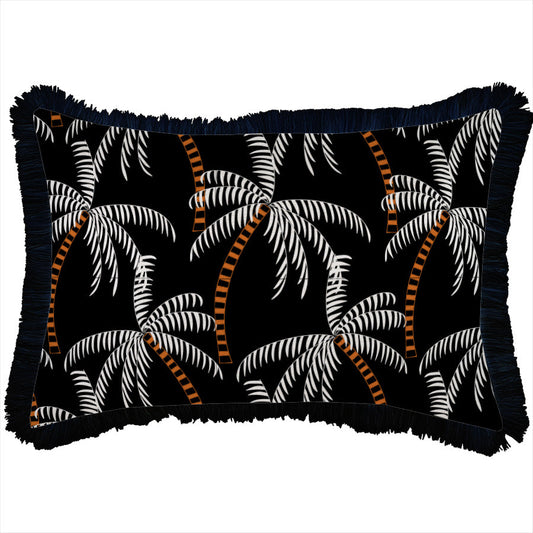 Cushion Cover-Coastal Fringe Black-Tavarua-35cm x 50cm-0