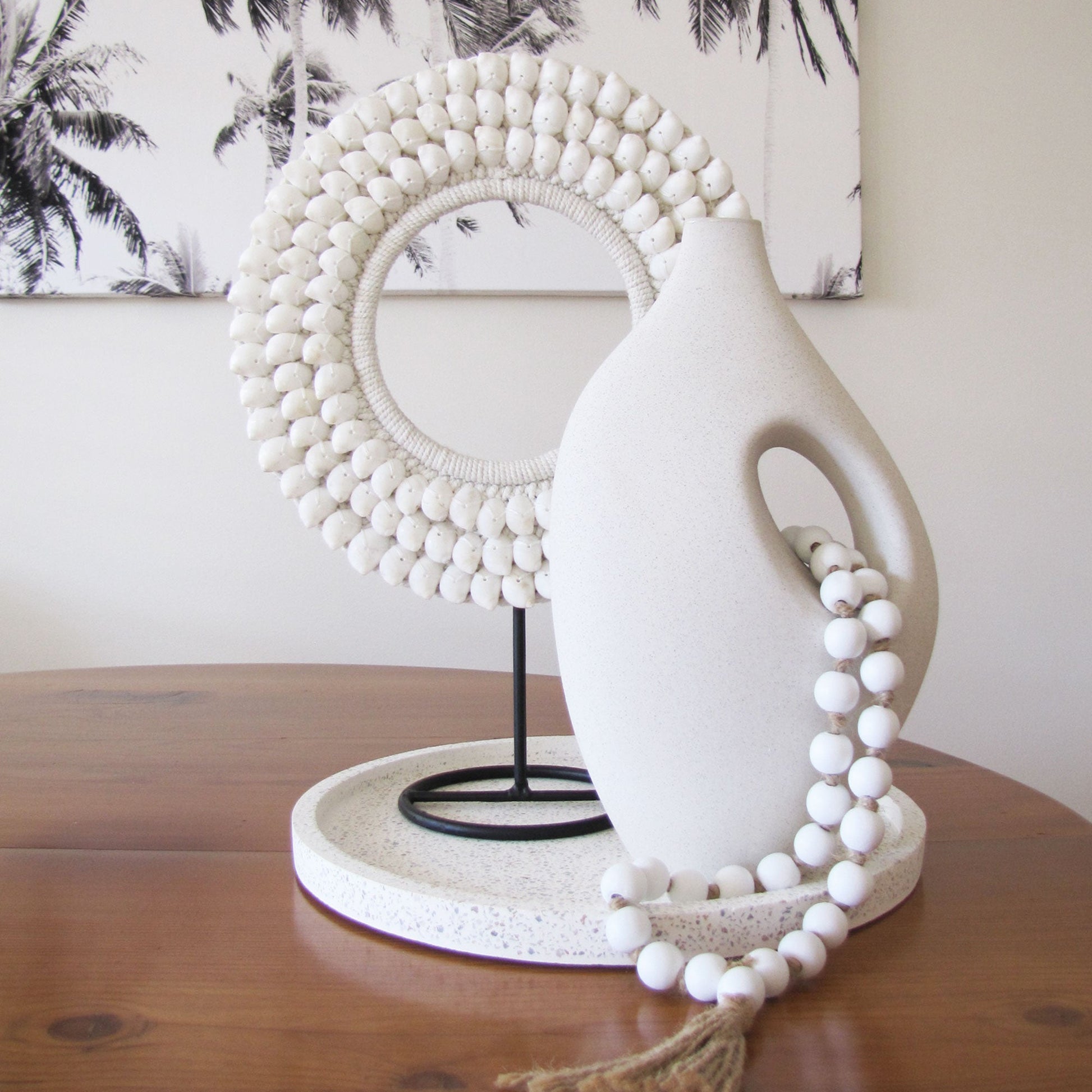 Tribal Shell Decor Stand-White Shells-Medium-2