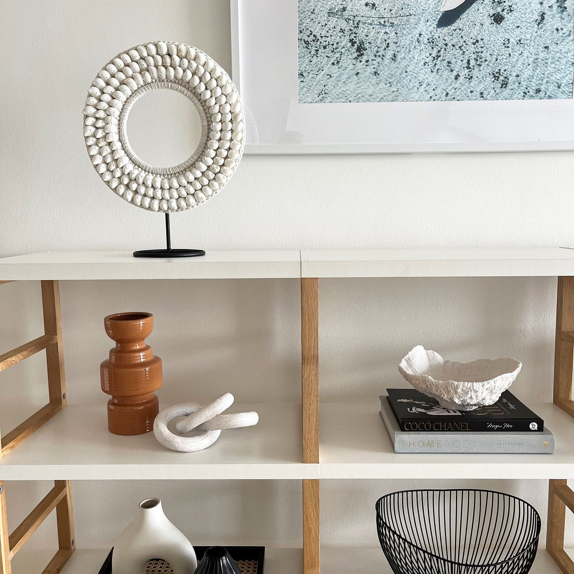 Tribal Shell Decor Stand-White Shells-Medium-1