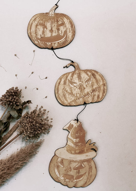 Pumpkins Halloween Party Supply - Wooden Ornament - Home Decor-1
