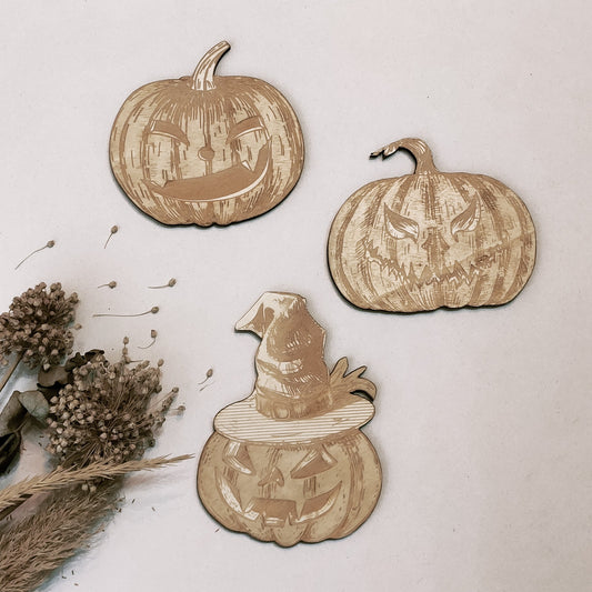 Pumpkins Halloween Party Supply - Wooden Ornament - Home Decor-0