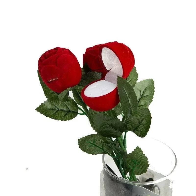 Flocked Rose Ring Storage Box for Engagement-2