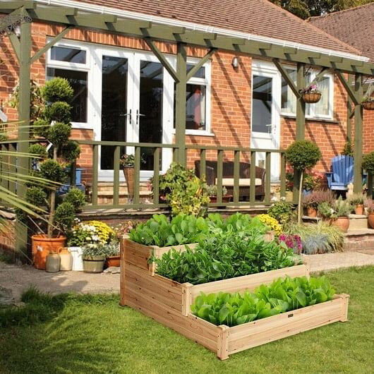 3 Tier Elevated Wooden Vegetable Garden Bed-4
