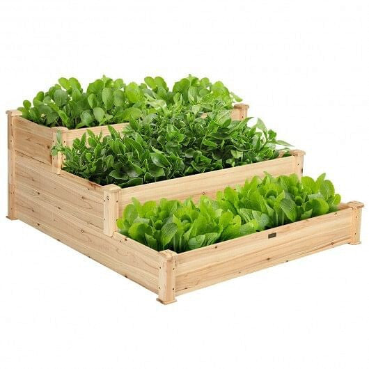 3 Tier Elevated Wooden Vegetable Garden Bed-1