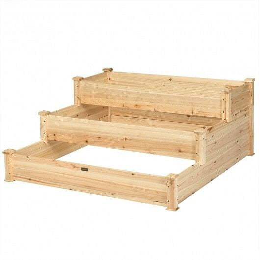 3 Tier Elevated Wooden Vegetable Garden Bed-0
