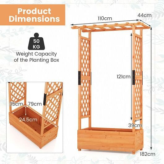 Raised Garden Bed with Arch Trellis-Orange-3