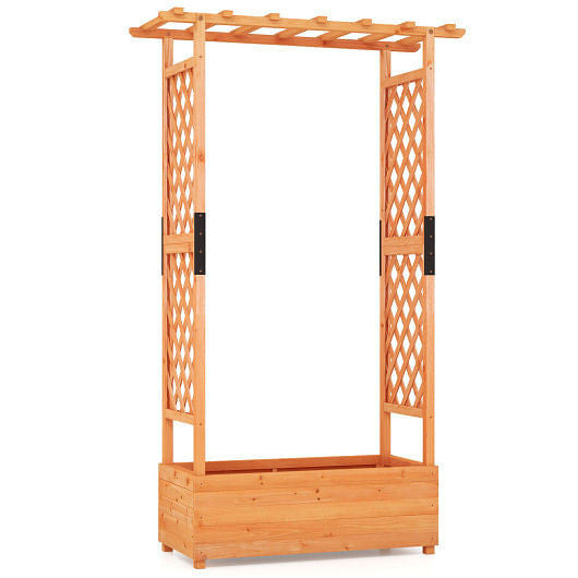 Raised Garden Bed with Arch Trellis-Orange-4