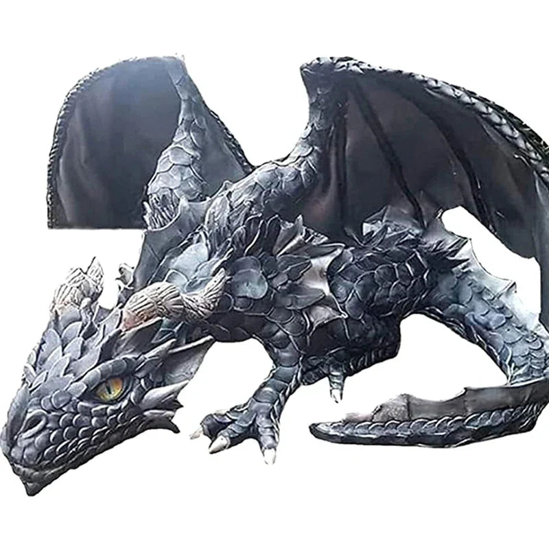 Garden Squatting Dragon Sculpture Guardian Statue Gothic Decor-0