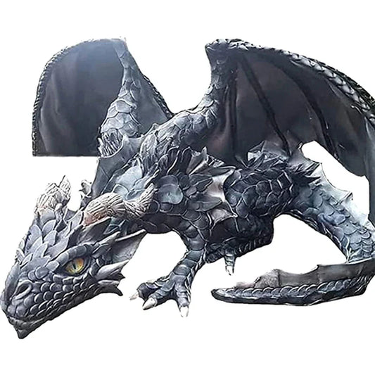 Garden Squatting Dragon Sculpture Guardian Statue Gothic Decor-0