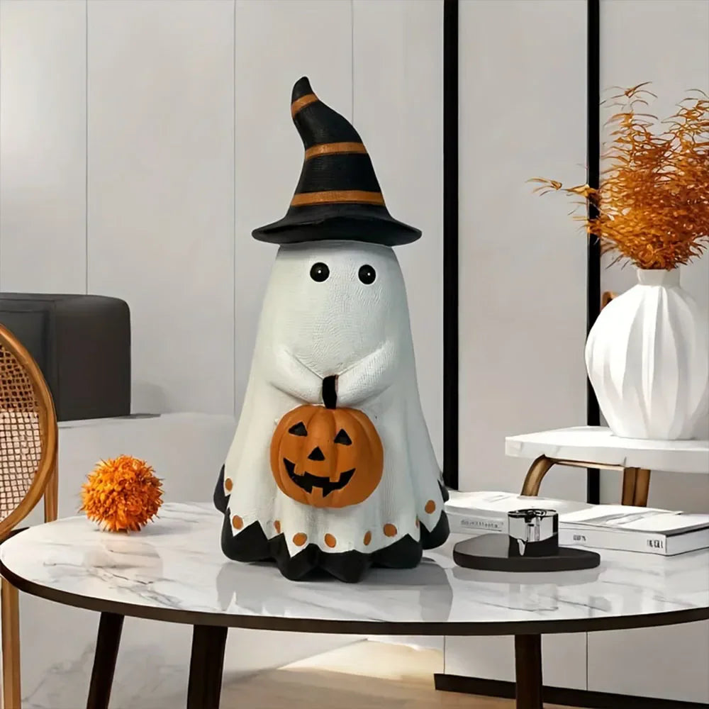 Ghost Pumpkin Figurine Halloween Resin-2