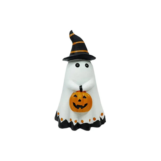 Ghost Pumpkin Figurine Halloween Resin-0