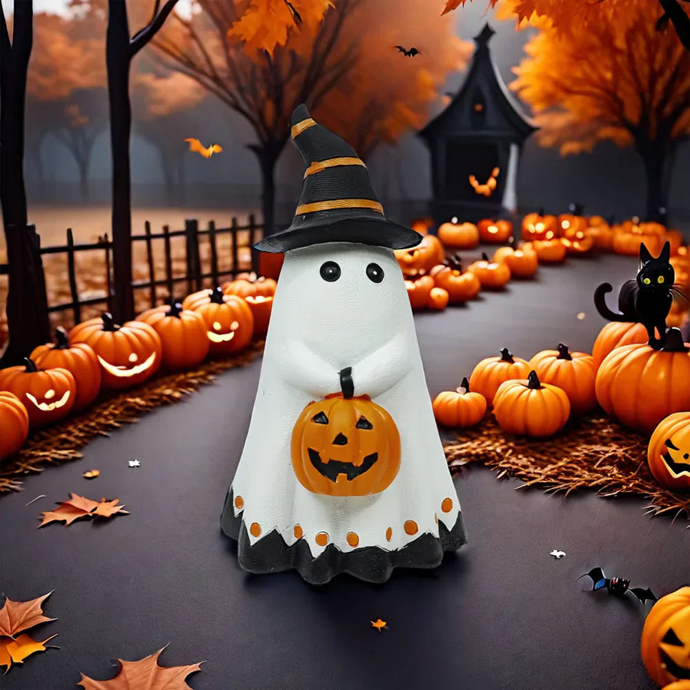 Ghost Pumpkin Figurine Halloween Resin-3