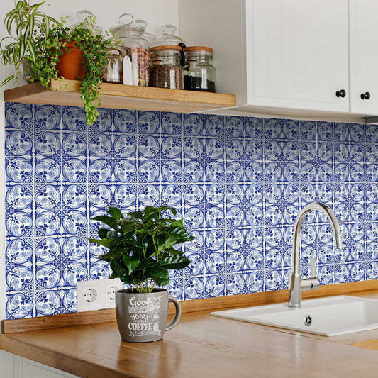 Blue and White beautiful backsplash Spanish for bathroom design Tiles Model - H13-1