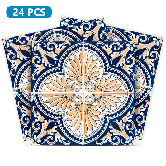 Yellow and Blue vintage Tile Stickers easy peel and stick Model - H16-0