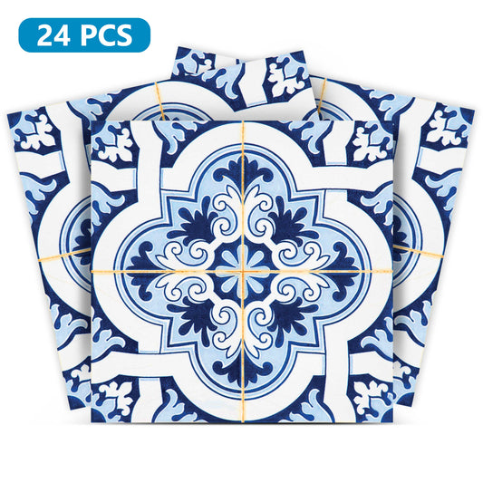 Blue and White backsplash Home Décor Peel and Stick Tile Stickers Model - H20-0