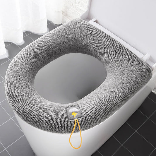 NNEOBA Winter Warm Toilet Seat Cover Closestool Mat 1Pcs Washable Bathroom Accessories Knitting Pure Color Soft O-shape Pad Bidet Cover-1